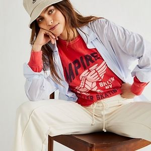 Free People xRetro Brand Empire Skate Long Sleeve Tee Sz XS